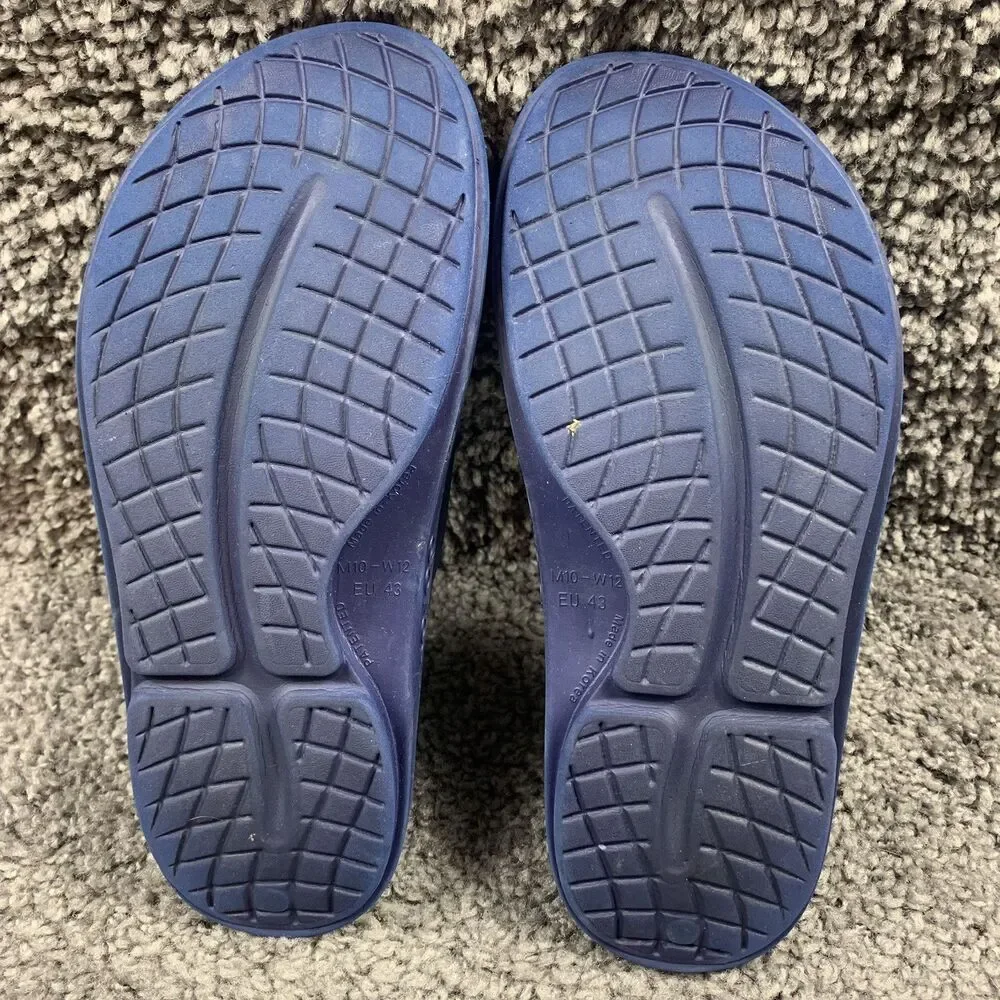 Oofos Ooah Men's 10 Womens 12 Navy Slide Sandal Comfort Slip-On Summer Slippers